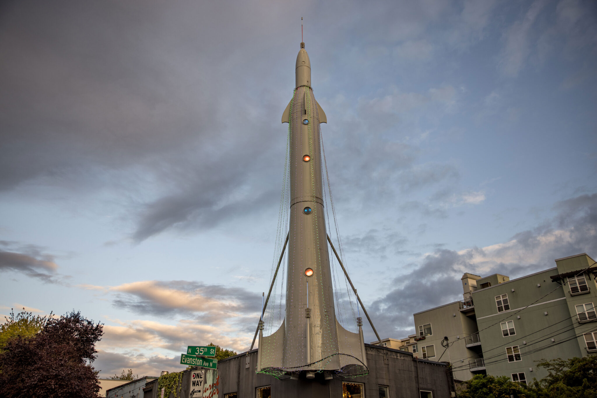 a monument of a rocket in fremont area
