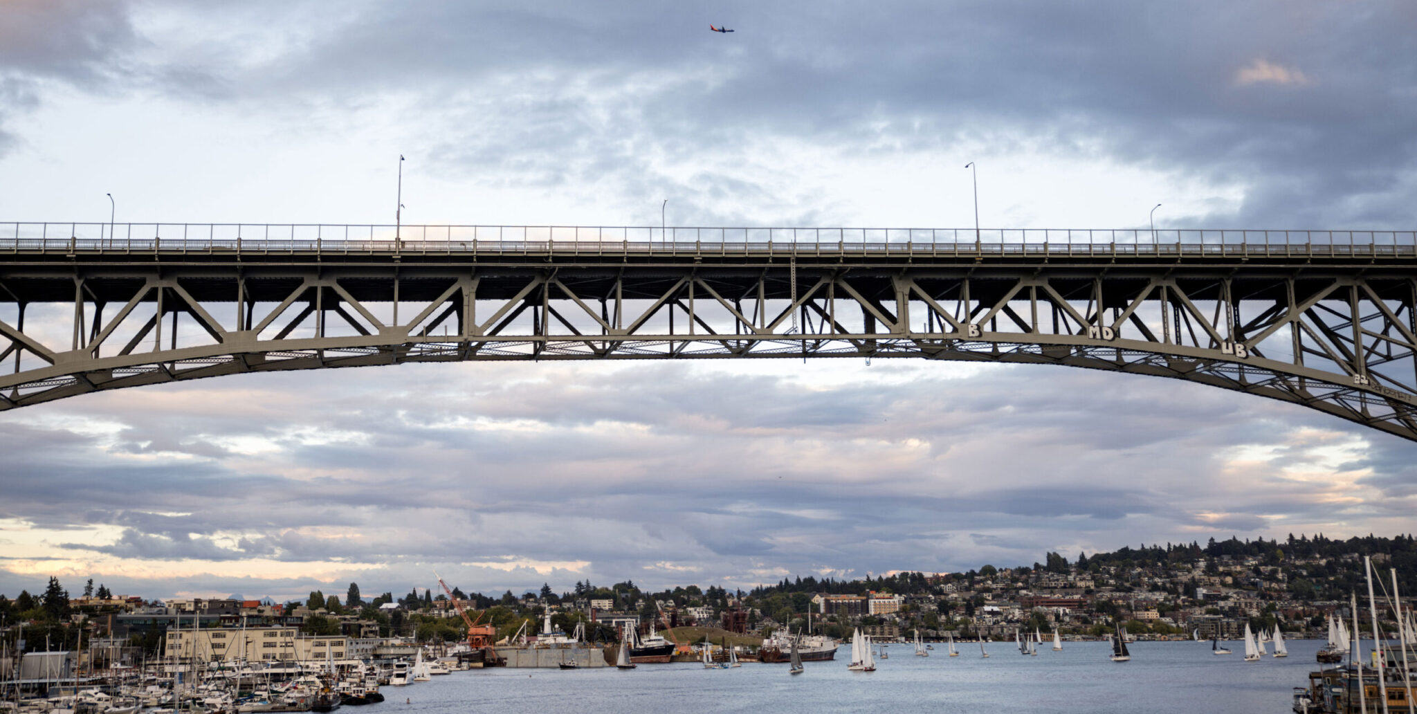 Bridge over harbor in Seattle area