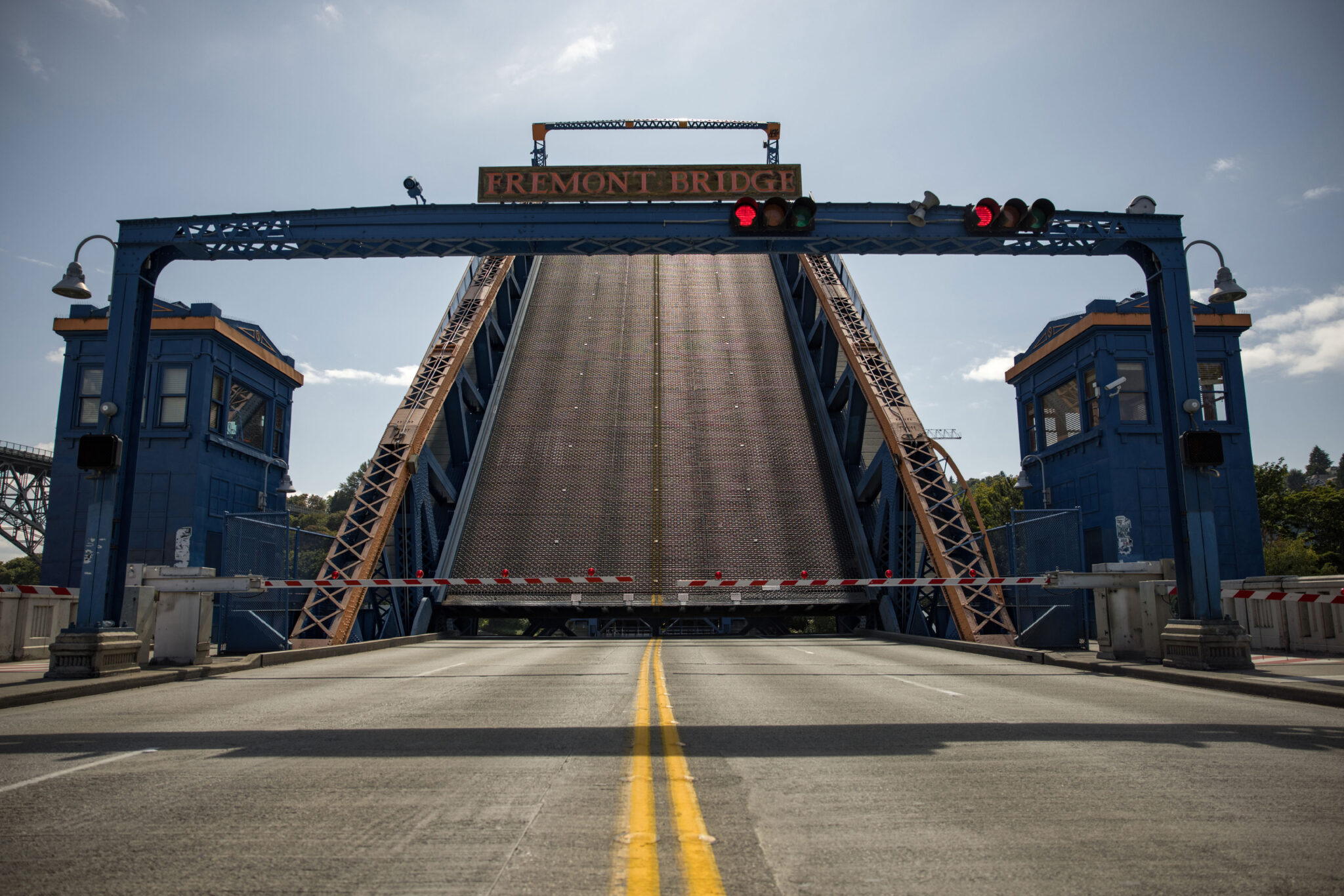draw bridge in an open position at Fremont Seattle area