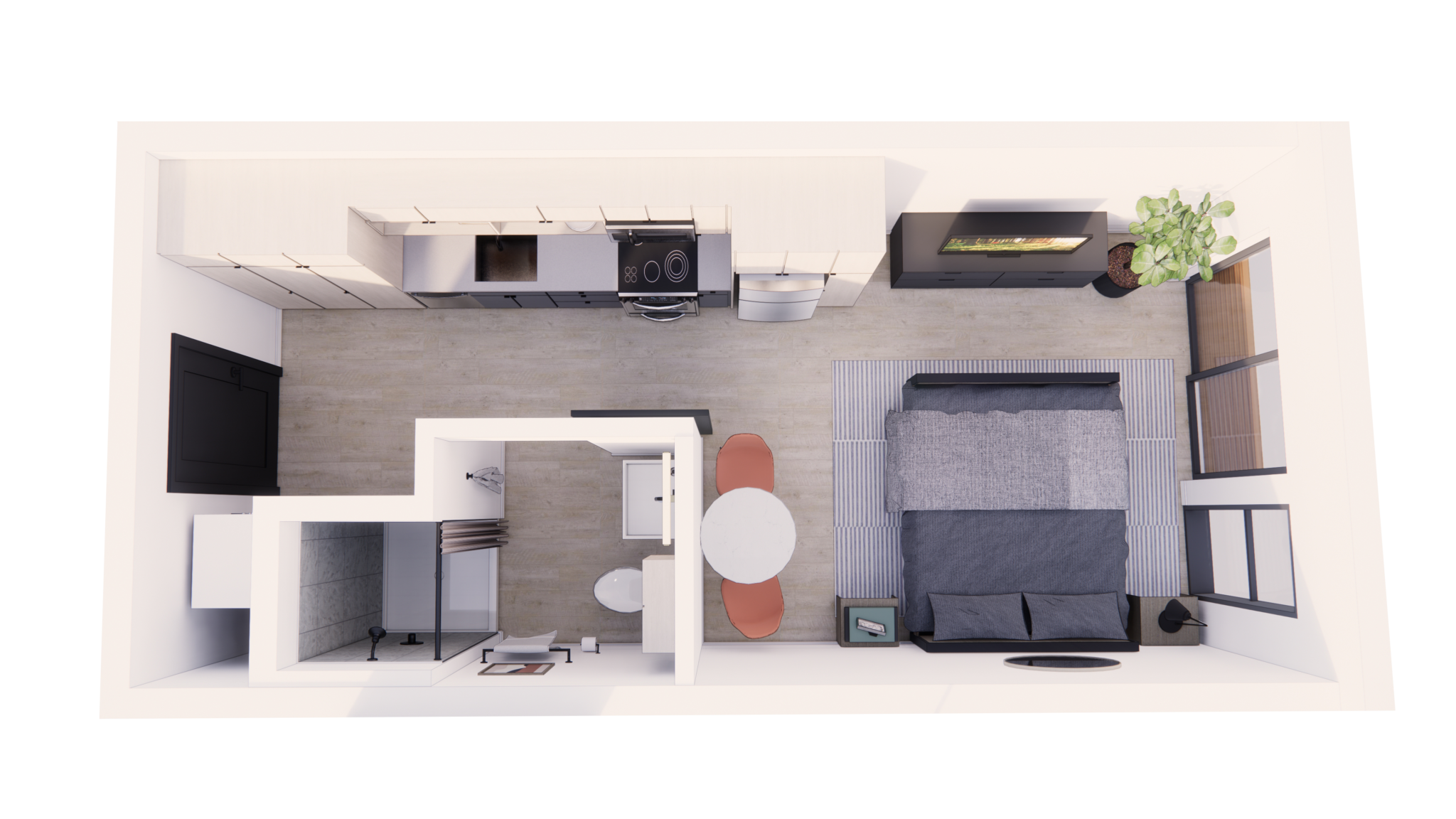 Level 5 Unit plan rendering - view from top